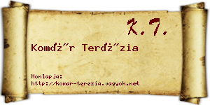 Komár Terézia névjegykártya