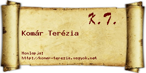 Komár Terézia névjegykártya